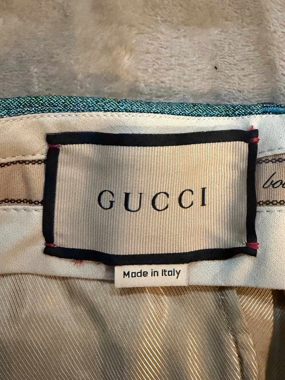 GUCCI glitter stripe-print trousers